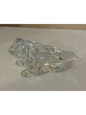 VTG Art Vannes Clear Glass Frog Pipe Holder/ Ashtray Paper WeighApprox 3 in Long